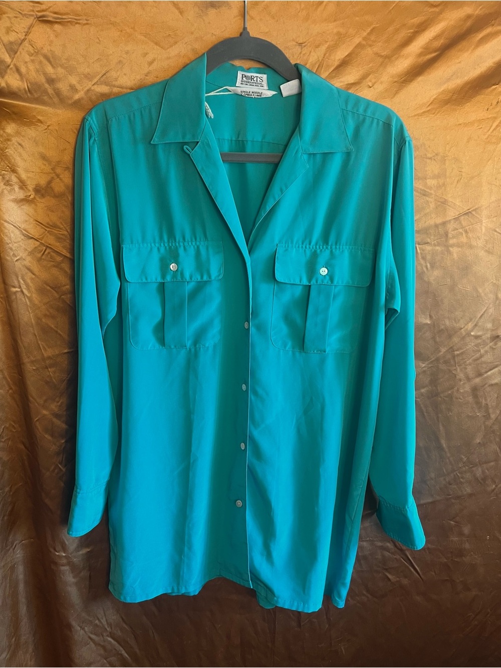 Vintage Ports 1961 Green/ Teal Button-Down Shirt S-M